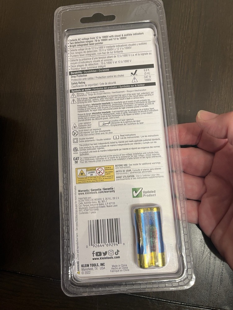 Klein Tools NCVT-5A Dual-Range on-Contact Voltage Tester With Laser Pointer