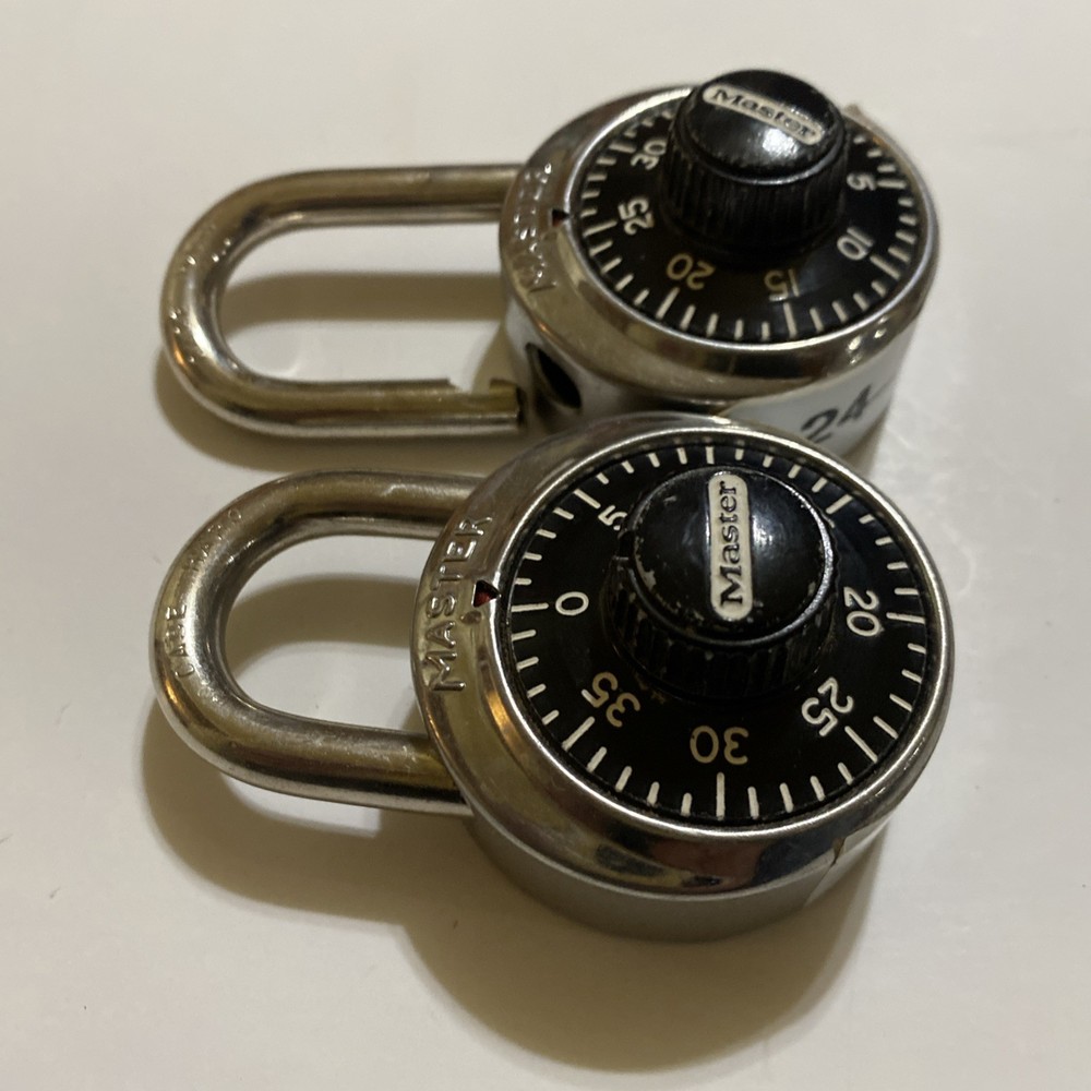 2 Master Lock Black Combination Padlocks Tested Working Security Locks