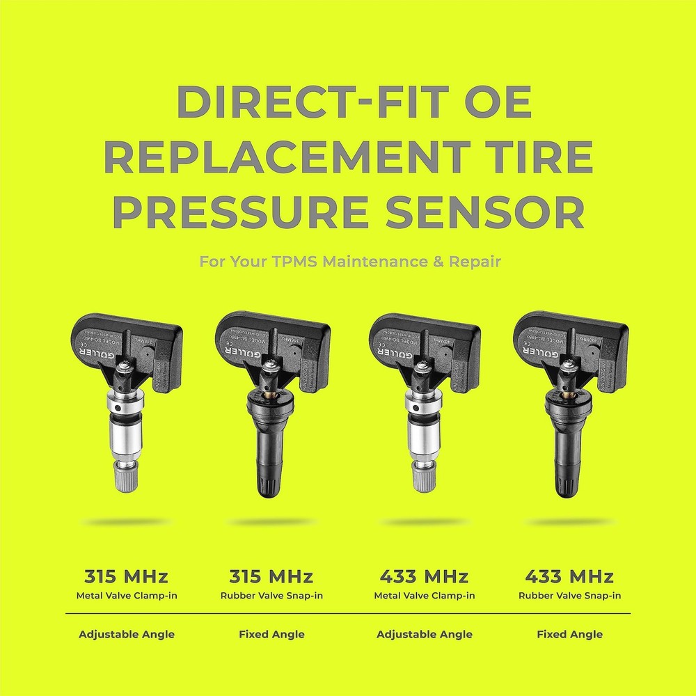 GULLER TPMS 315MHz Tire Pressure Sensor 4-Pack | Preprogrammed for Select 500...