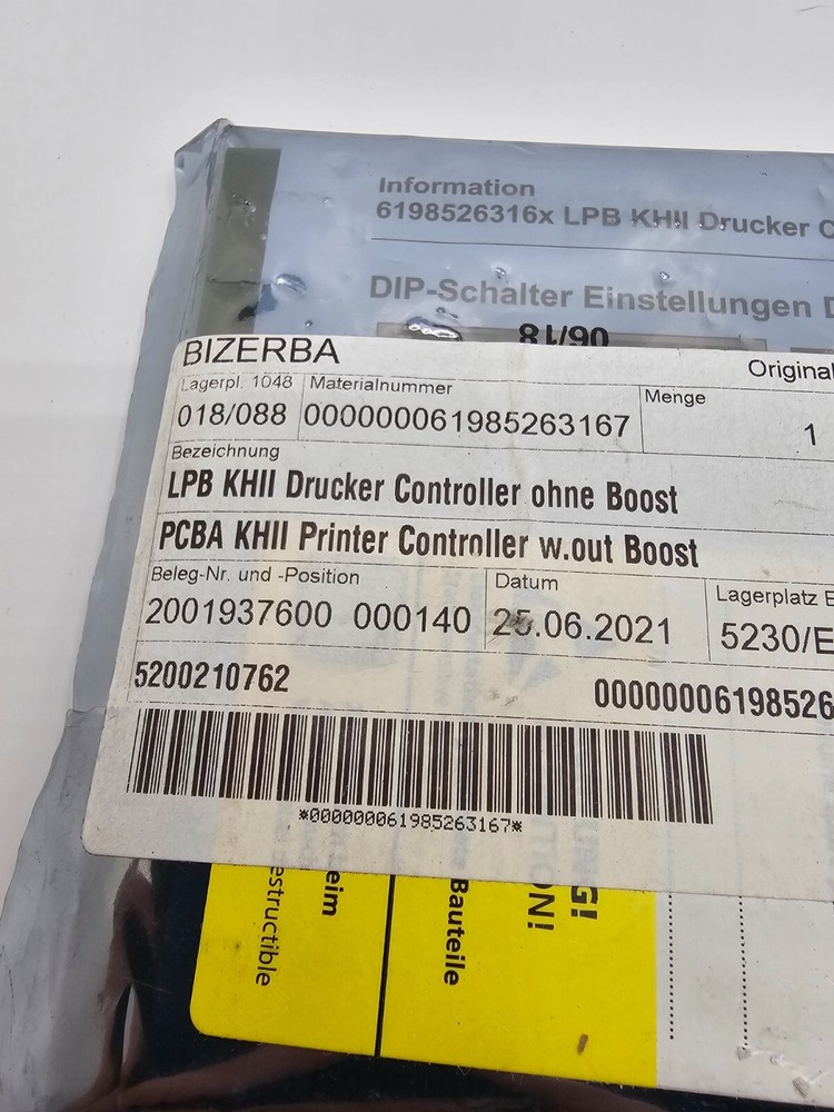 Bizerba 000000061985263167 PCBA KHII Printer Controller w.out Boost