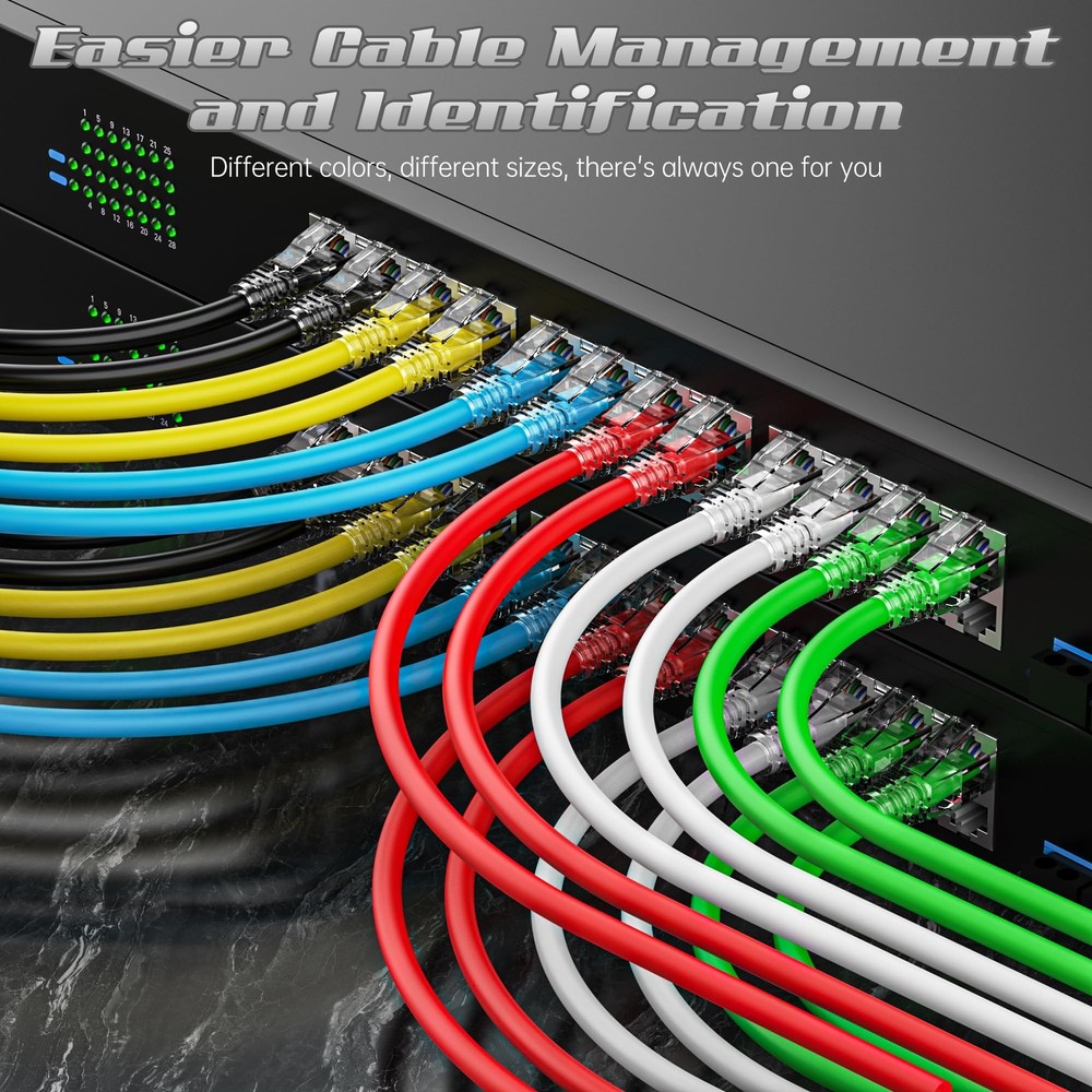 0.5 Foot Cat6 Patch Cables(12 Pack), Solid Pure Copper 0.5FT, White
