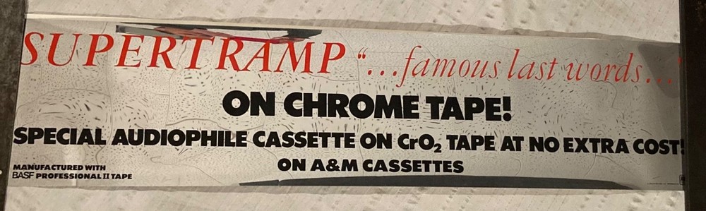Supertramp 1982 Silver Mylar Promo Poster Famous Last Words Banner Style