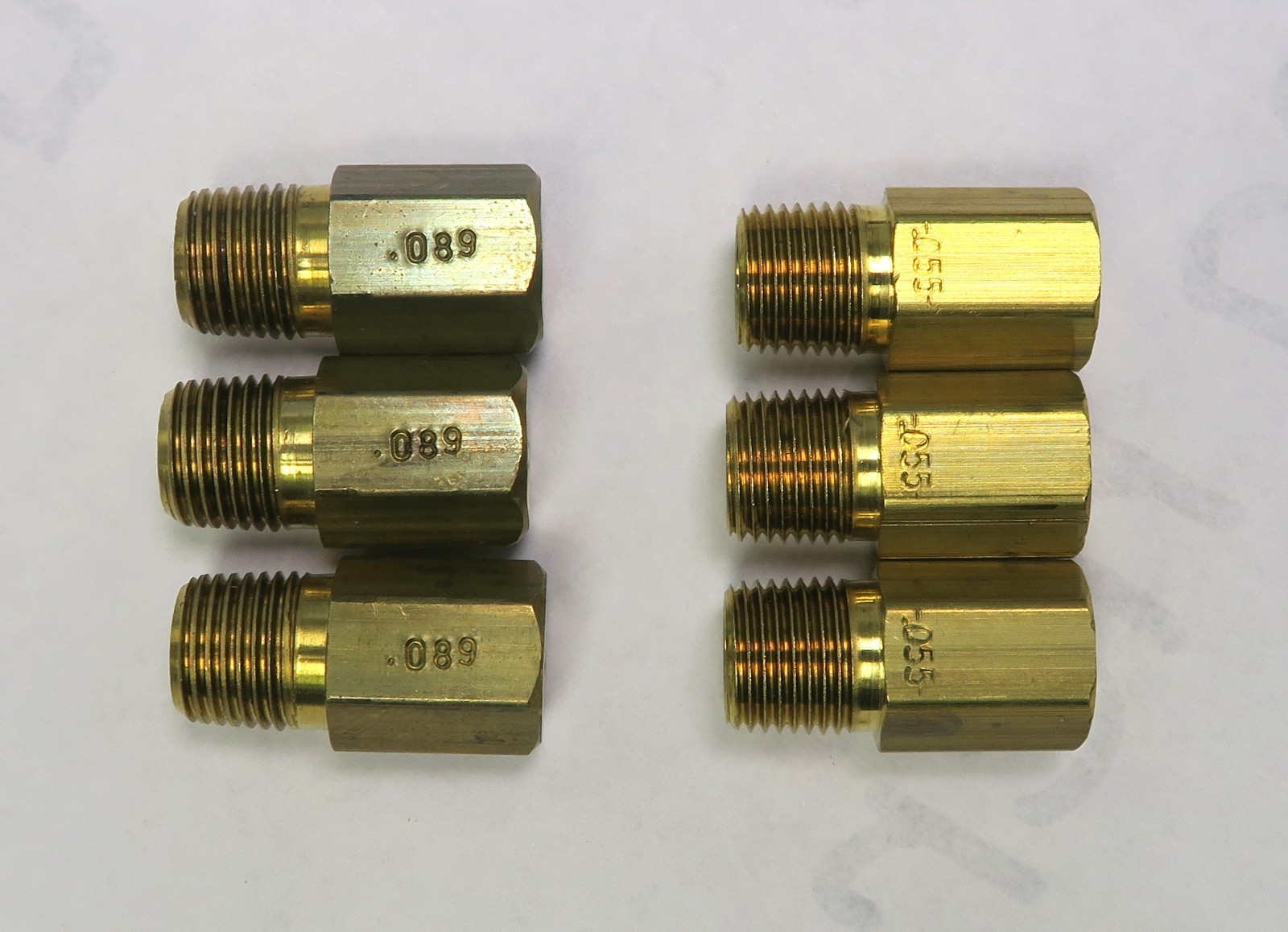 Brass Flare Union Connector Male Coupler (3) .055 & (3) .089 HVAC Fittings Lot