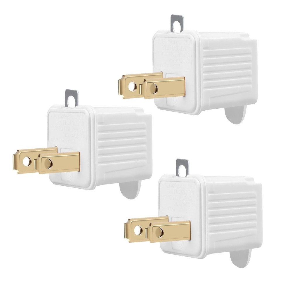 Compact 3-Piece Grounding Adapters - Safe & Easy Electrical Conversion, White