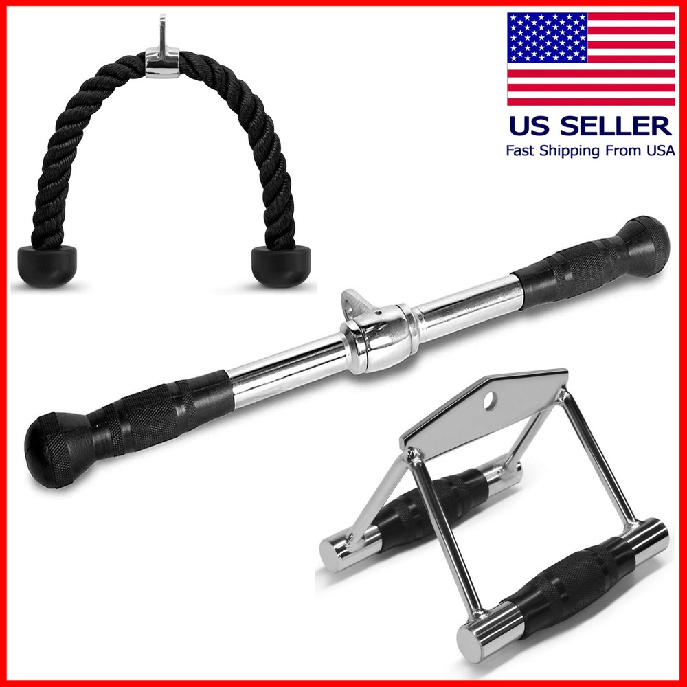 Pro Double Grip Tricep Rope Pull Press Cable Weight Double D Rubber Attachments