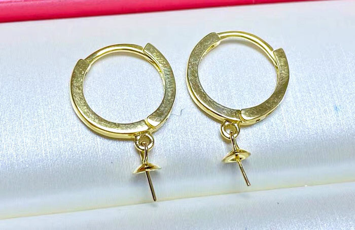 18K Yellow Gold Hook Earring Setting & Pin Finding DIY Dangle Earring (1 Pair)