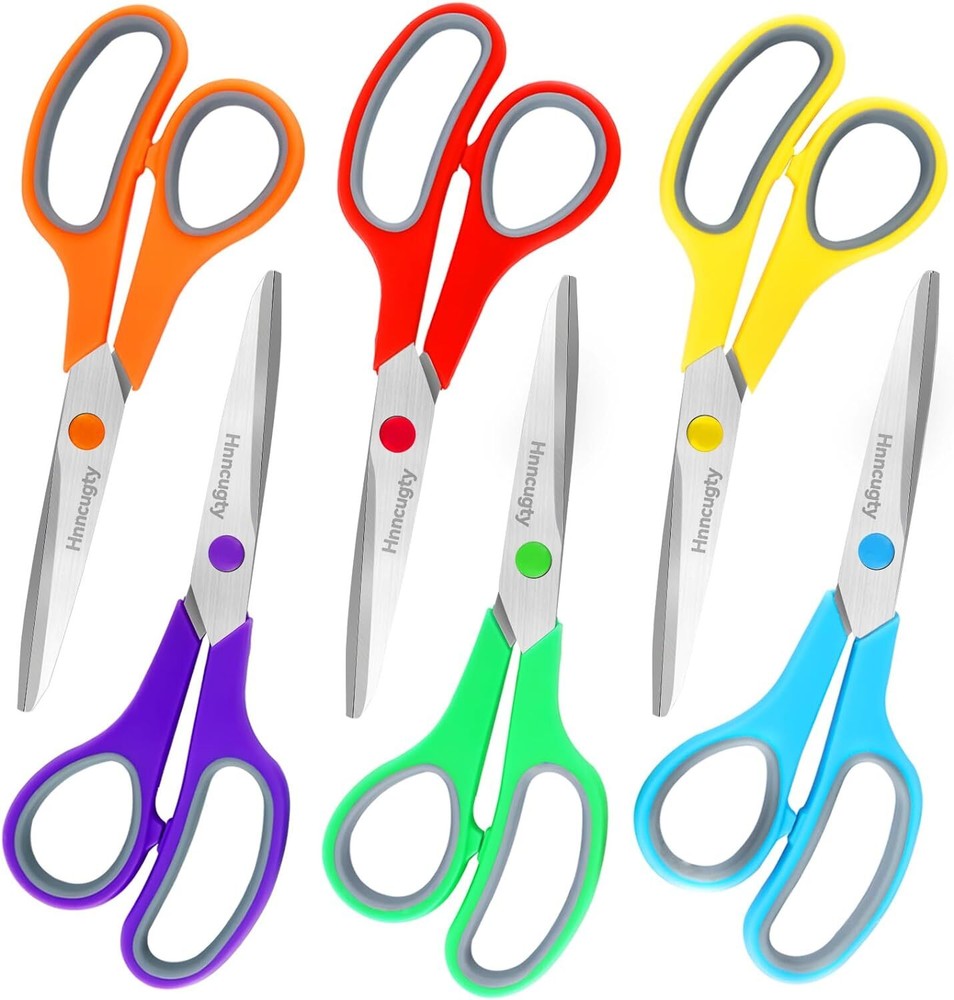 Scissors, Hnncugty 8" Scissors All Purpose Bulk Set of 6-Pack, Sharp 6 Pack