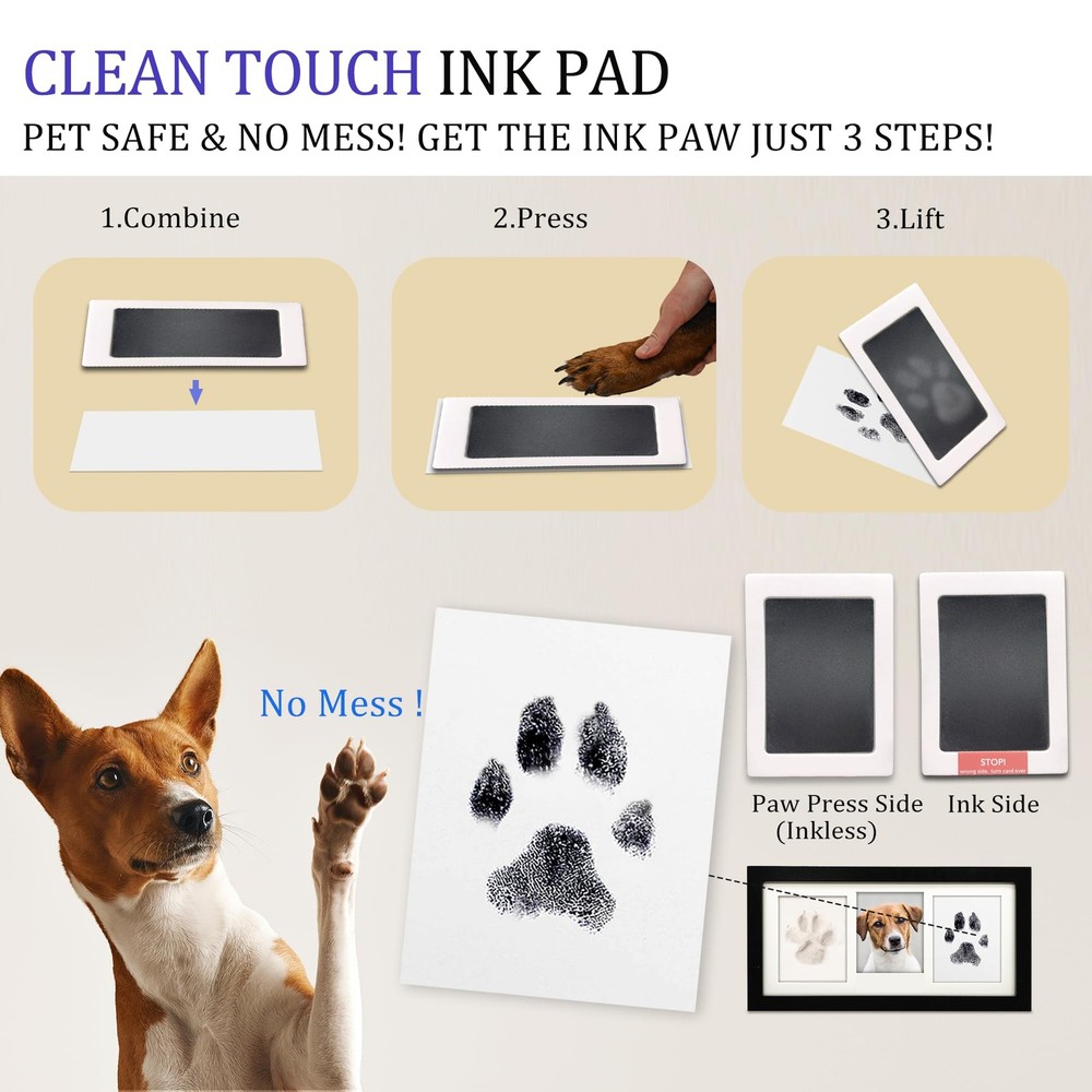 DIY Pet Paw Print Frame Kit with Clay, Ink Pad Customization Tool
