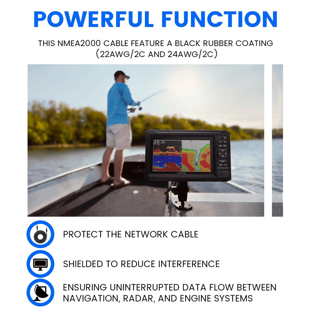NMEA 2000 (N2K) 6 Meter Backbone Drop Extension Marine Network Cable for Garmin