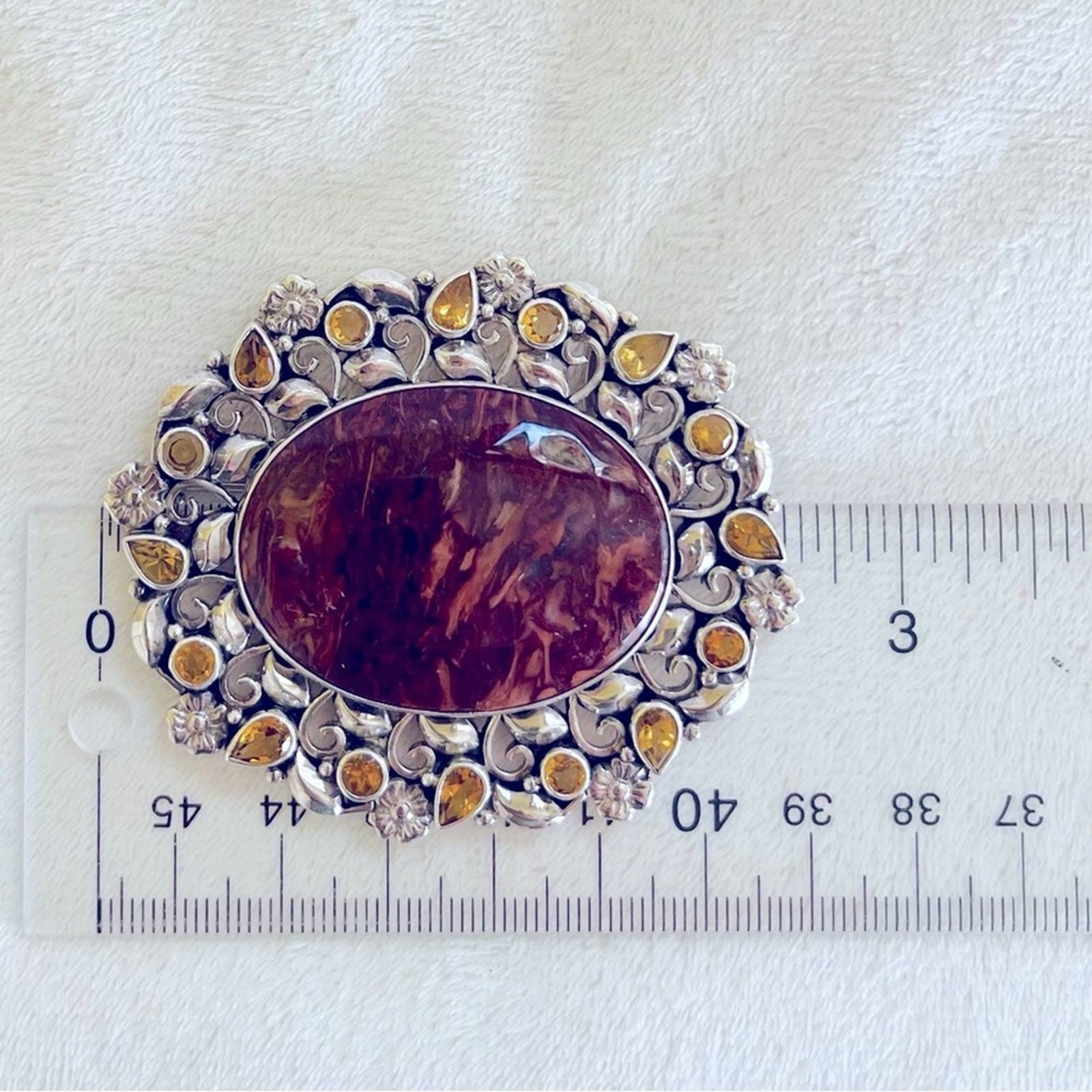 Brooch Pendant Sterling Silver Himalayan Agate Citrine Nepal PTI Pin