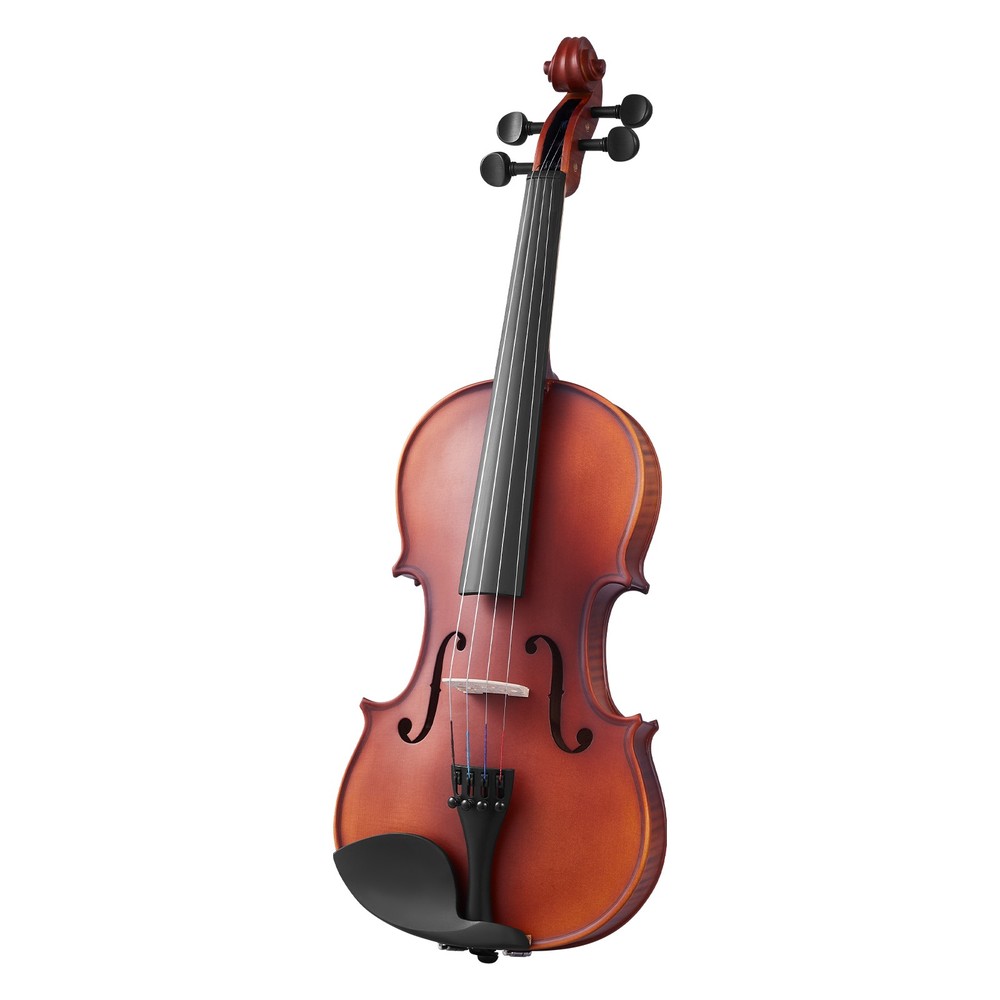 Violin 4/4 Size Fiddle Set Solidwood for Beginners Matte Brown Patterned