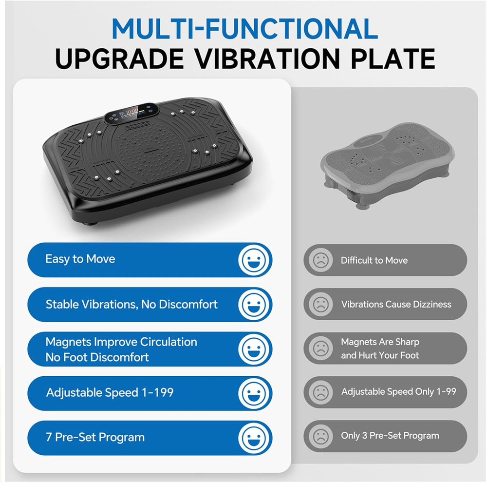 Vibration Plate Exercise Machine, 199 Adjustable Speeds, 450 Lbs Capacity