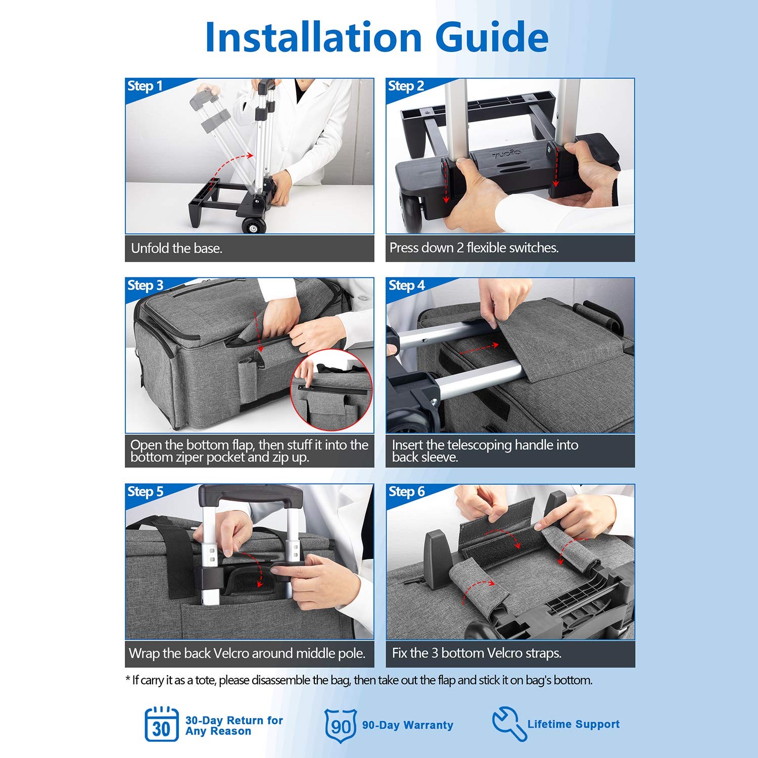 Sewing Machine Case with Detachable Dolly, Rolling Sewing Machine Tote with R...