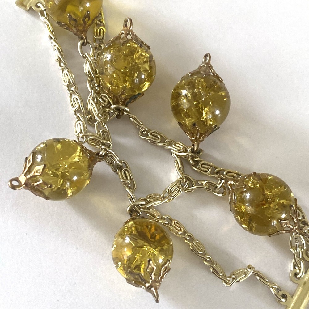Unique Signed Germany Crackle Glass Bead Dangle Bracelet