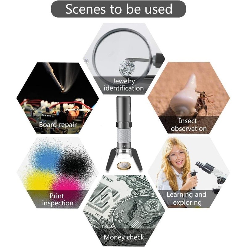 4K WiFi Digital Microscope 1000x Magnification LED Light Handheld USB Compatible