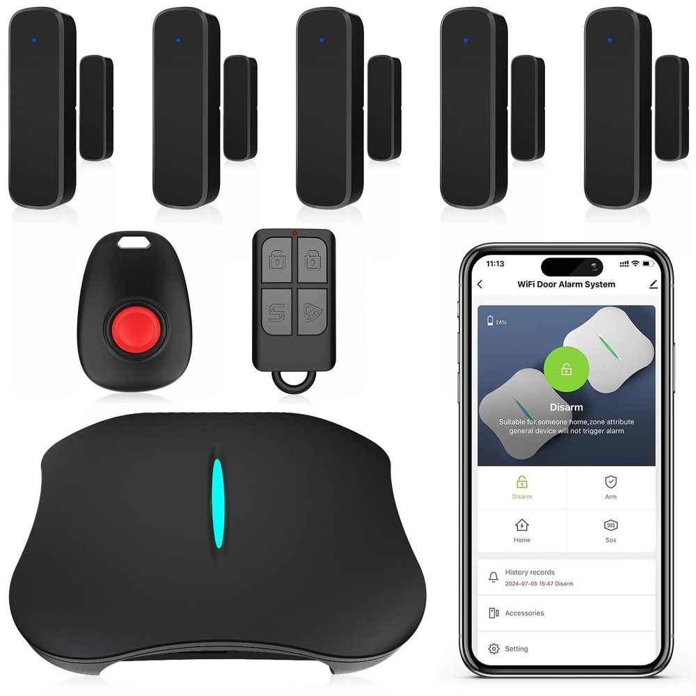 Wireless Home Security System with Google Assistant and Amazon Alexa