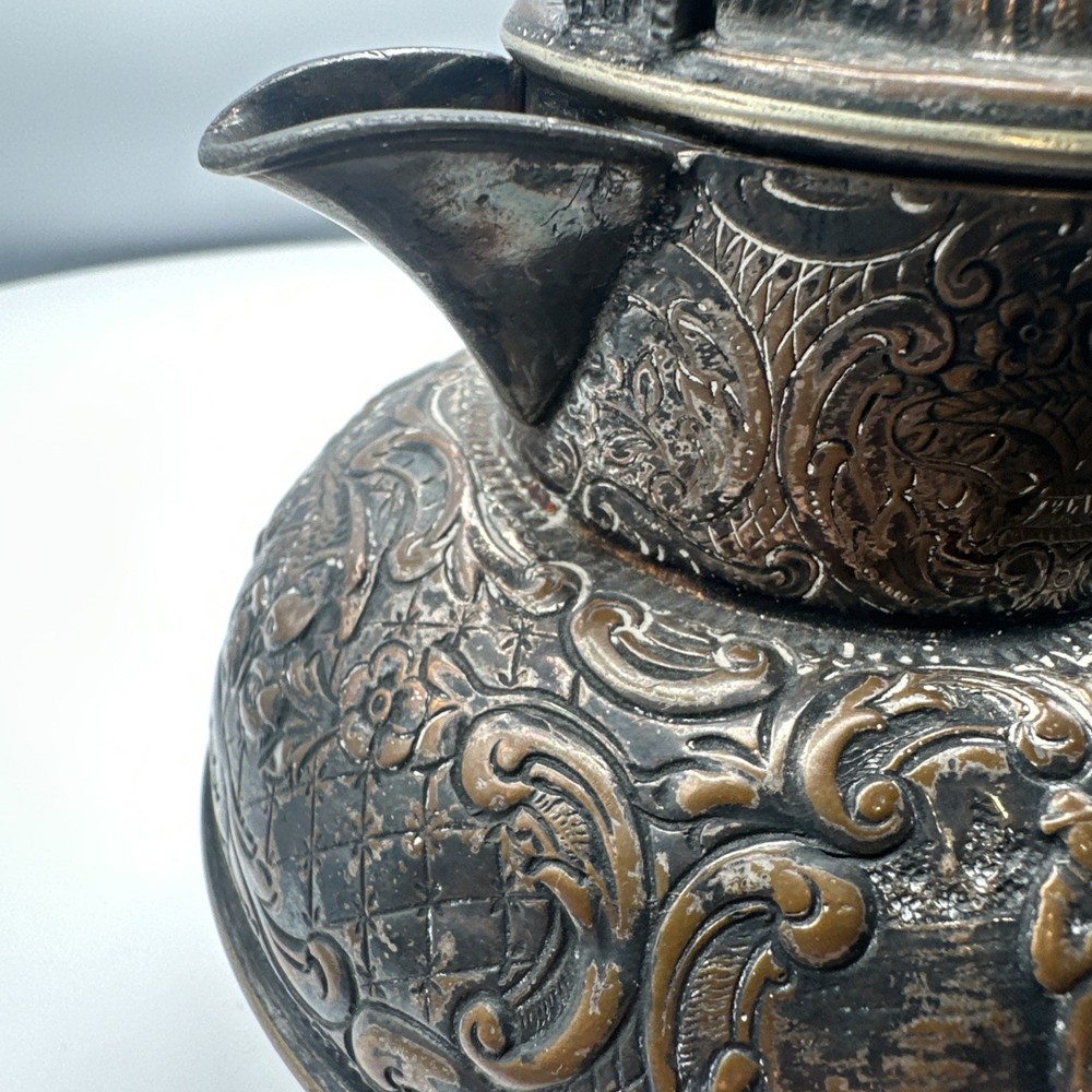 Antique E.G. Webster & Sons Repoussé Silver Plate Pitcher Figural Thermos