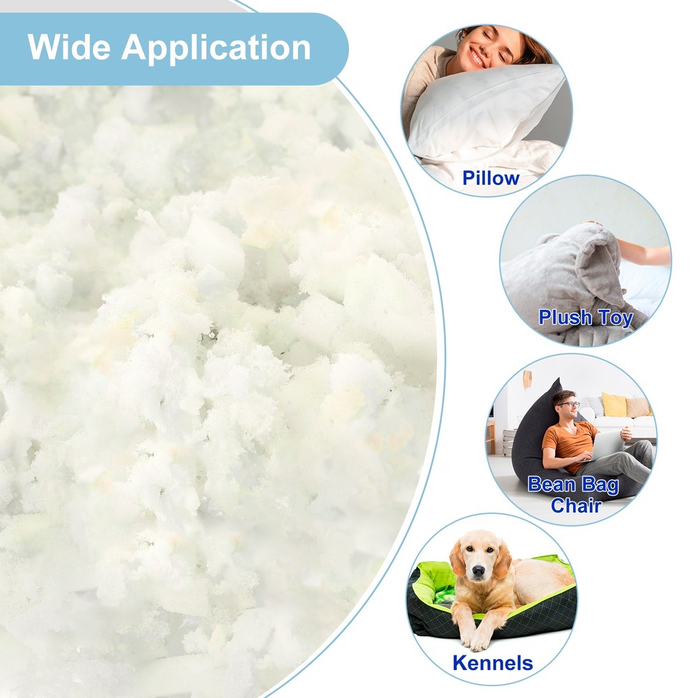 Shredded Memory Foam Filling 5 Pounds Bean Bag Filler Foam White