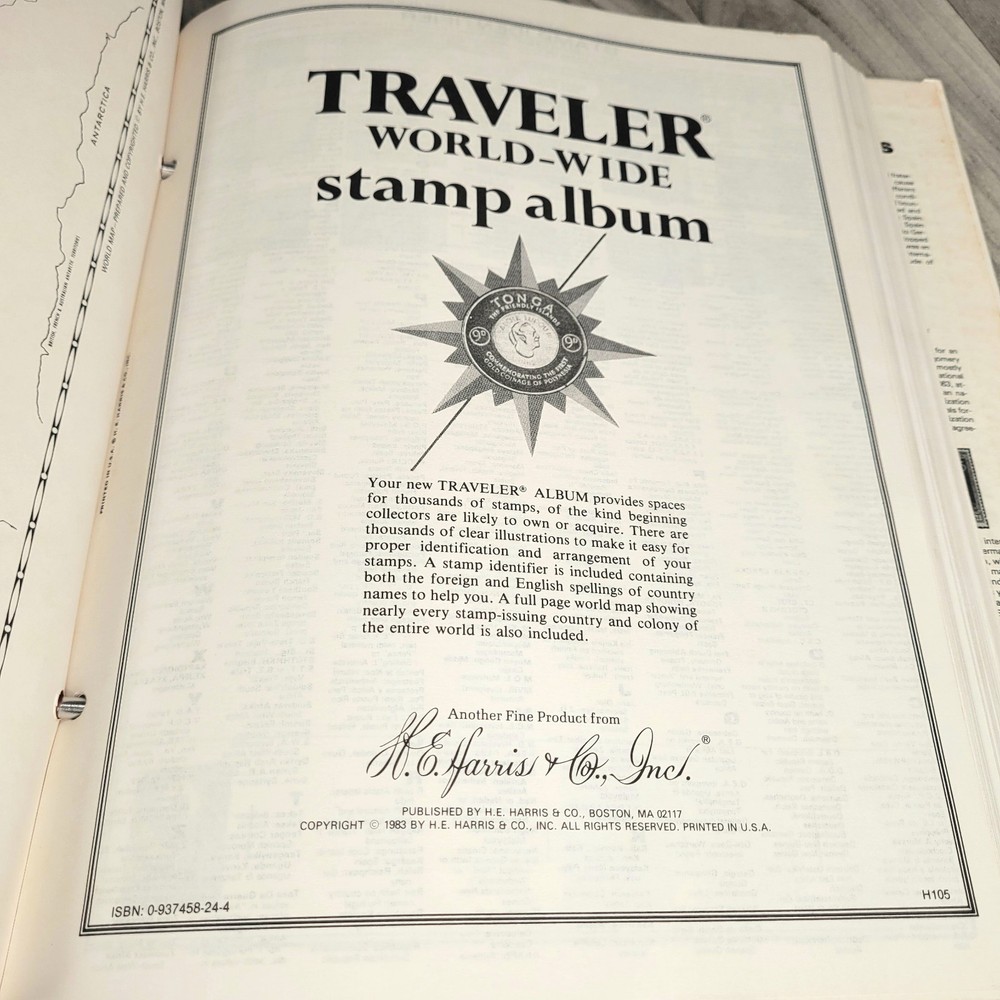 H. E. Harris Traveler World-Wide Stamp Album Binder 1983 Unused