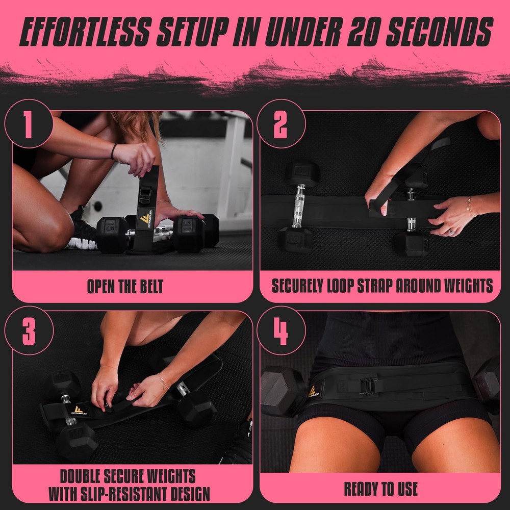 Exercise Hip Thrust Belt for Weights, Glute Workout Equipment, Adjustable Hip...
