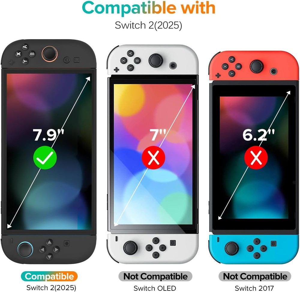 ivoler 3-Pack Screen Protector Tempered Glass for Nintendo Switch 2 Model 2025,