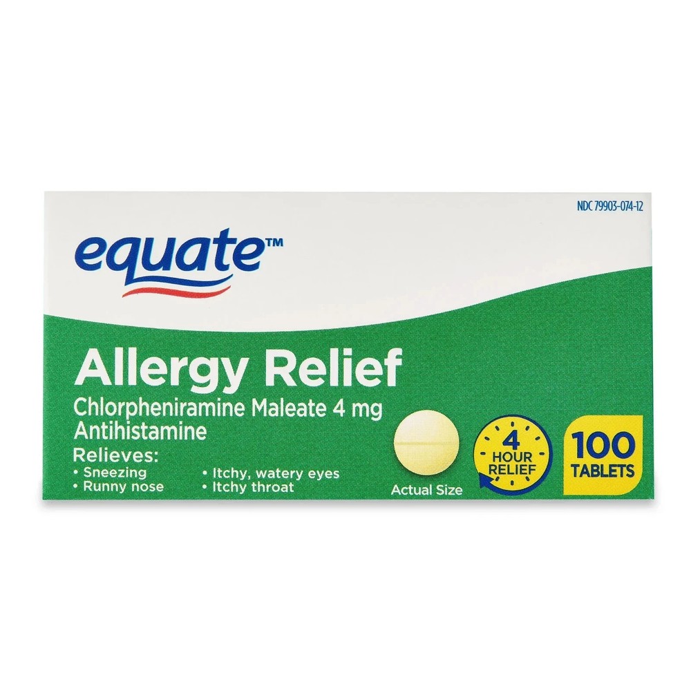 Equate Allergy Relief Chlorpheniramine Tablets 100 Count – 2 Pack