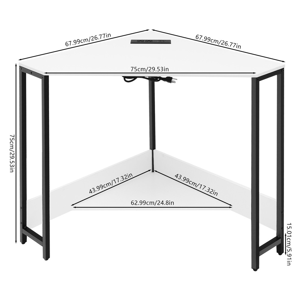 Computer Desk Corner Desk with Outlets Home Office Desk Triangular Corner Table