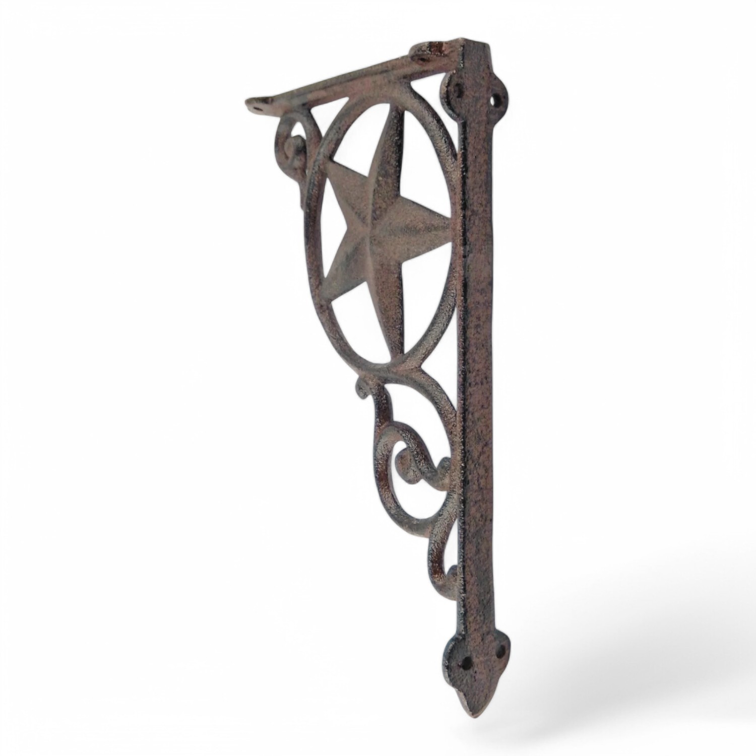 Western Star Shelf Brackets – Set of 2 Rustic Cast Iron Scroll Heavy Duty 9"