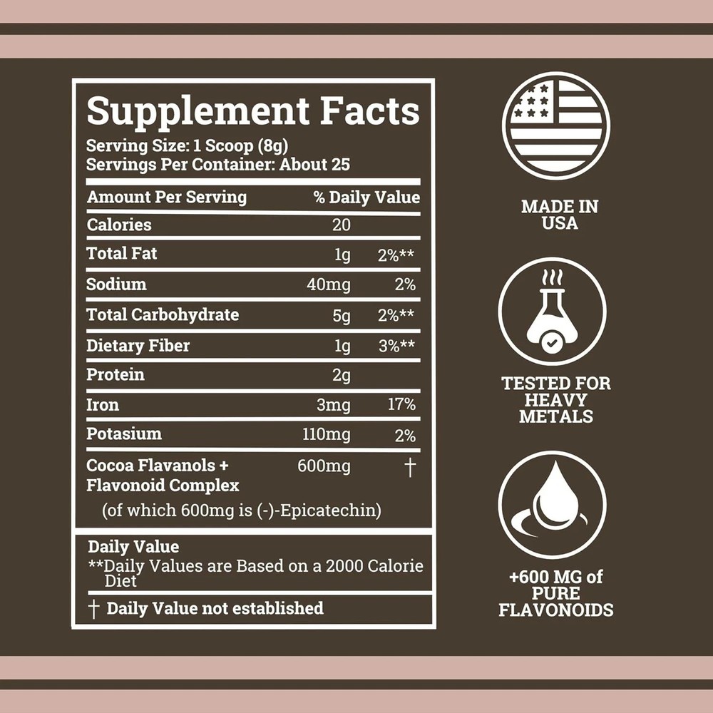 2PACK High Flavanol Cocoa Powder and Flavonoids Supplements 1200mg