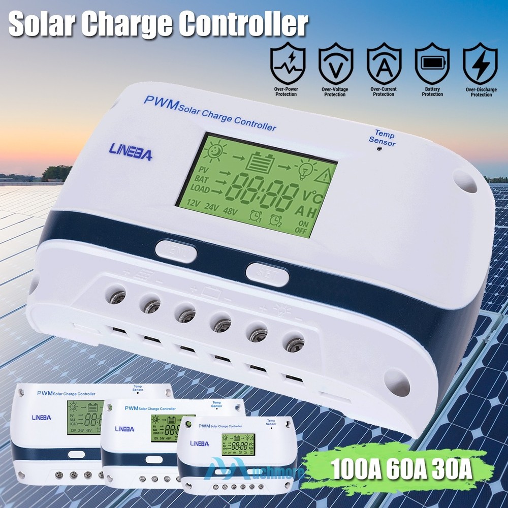 100A Solar Panel Battery Charge Controller 12V/24V/48V for Solar Off-Grid System