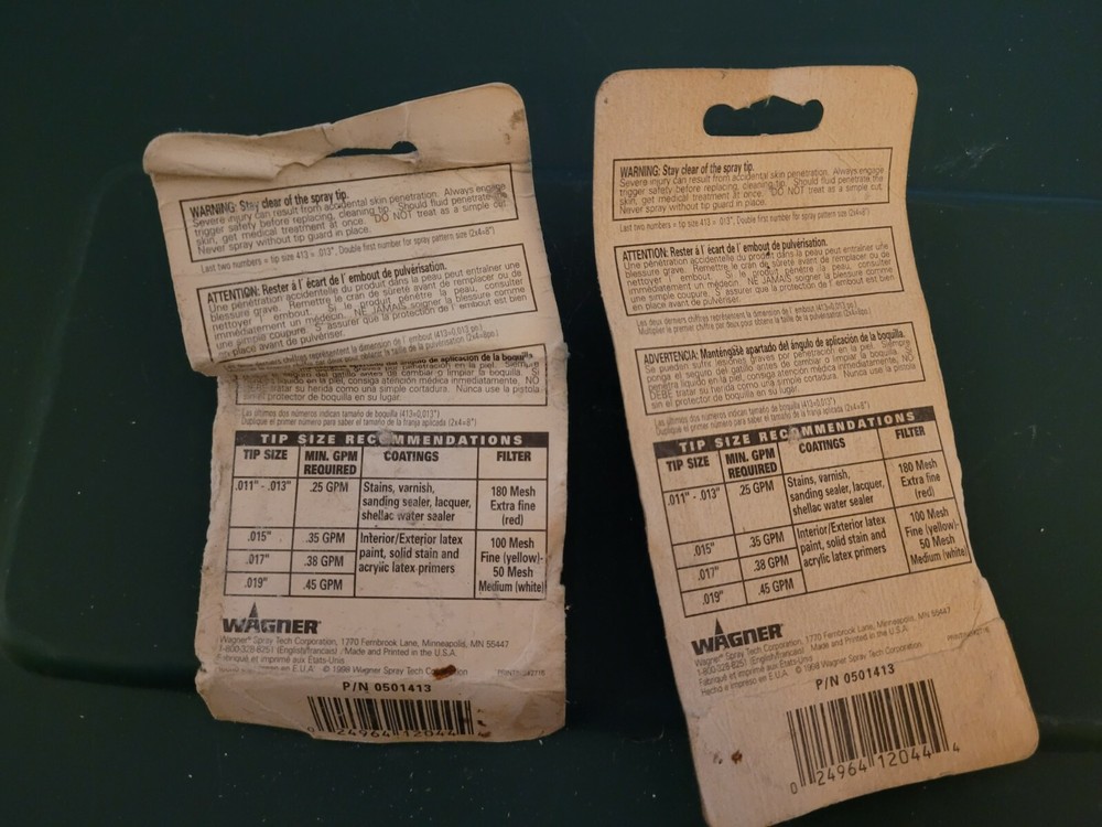 WAGNER REVERSIBLE SPRAY TIP 8" FAN PATTERN .13" ORIFICE #413