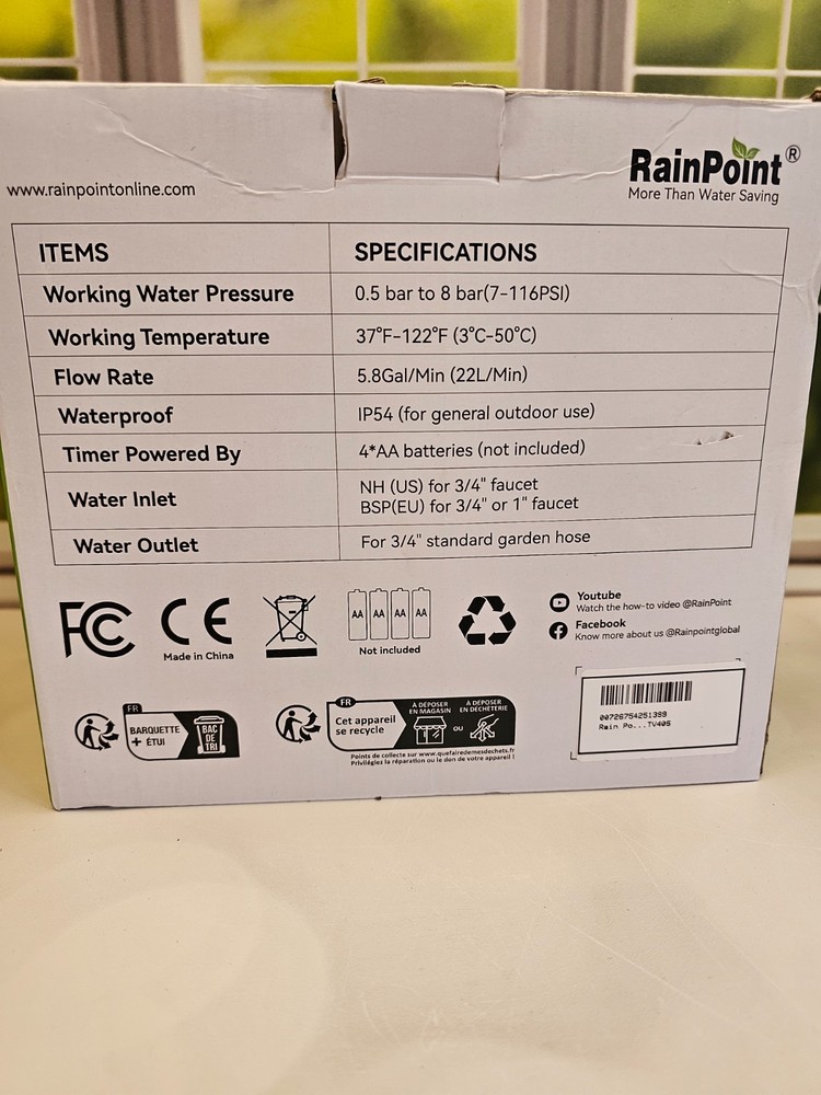 RAINPOINT Sprinkler Timer, 4 Outlets Hose Timers, 4 Zone Digital Water Timer