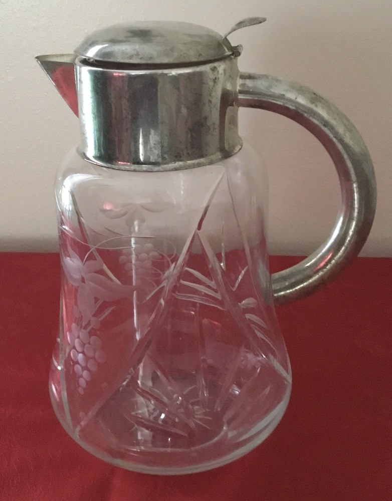 Vintage Glass Silver Plated Pitcher
