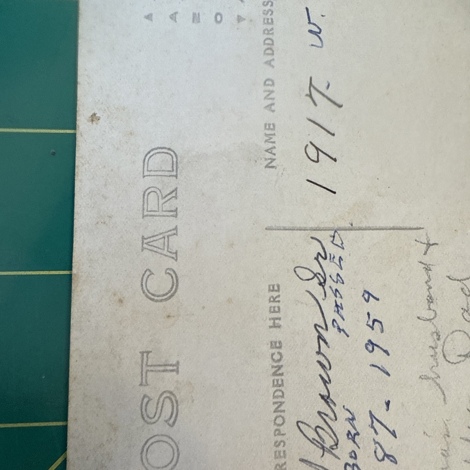 WW1 Photo Postcard Named RPPC