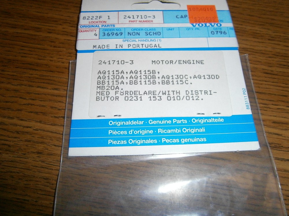 Volvo 241710 Capacitor NEW