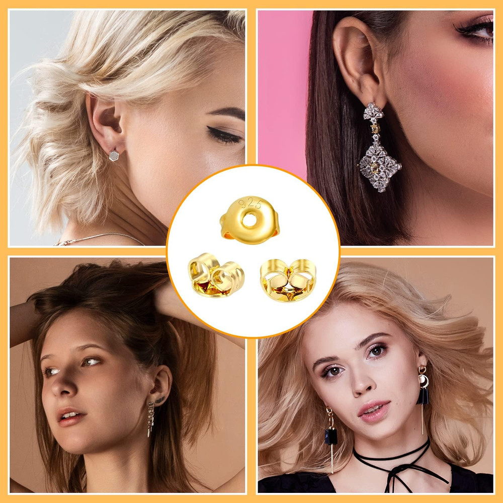 30Pcs Earring Backs for Studs, 18K Gold Butterfly Shape Ear Backings Replacement