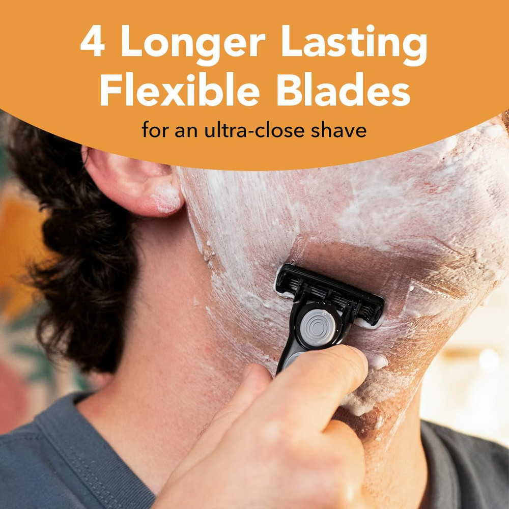 BIC Flex 4 Refillable Razors for Men, Long-Lasting 4 Blade Razors for Sensitive