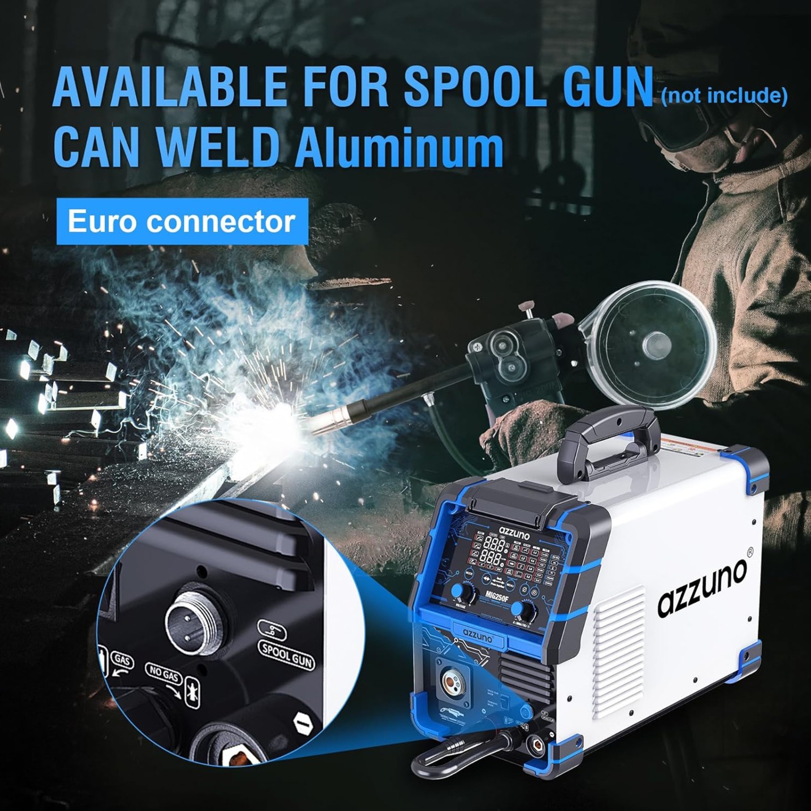 250A Aluminum MIG Welder, 6 in1 Large LED Display 110V/220V Multi Process Welder