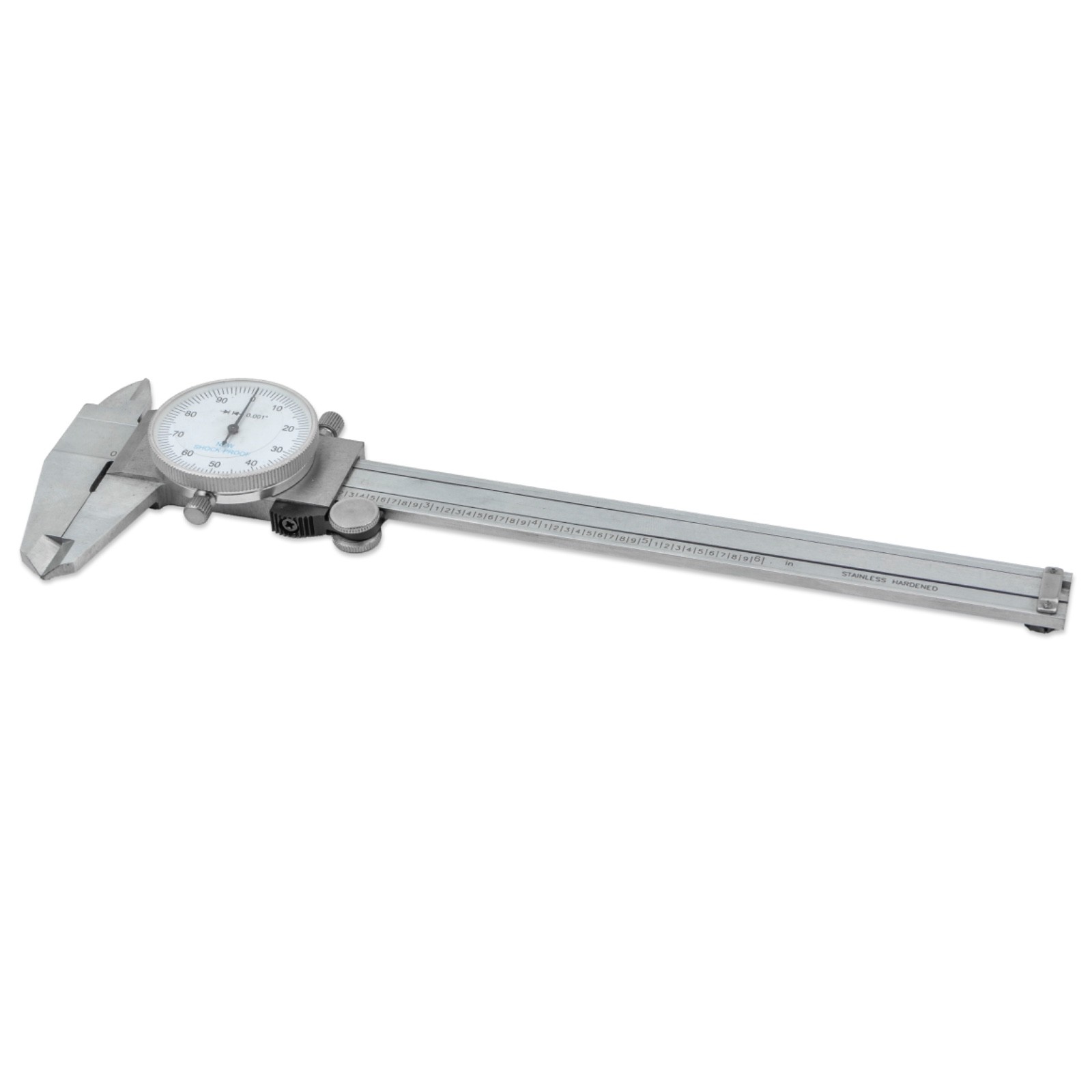6" Dial Caliper, 0.001" Resolution with Slide Lock, Shock Proof, Includes Case