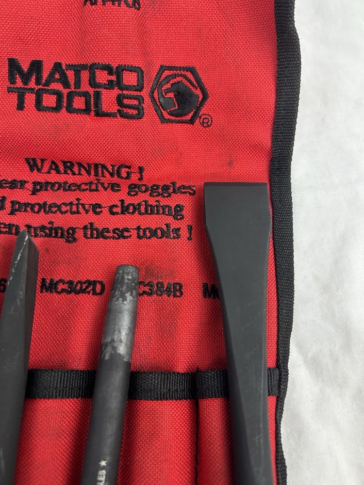 Mint Read Matco Tools 4 Piece Cutter, Chisel, Scraper and Punch Set Model AH4KA