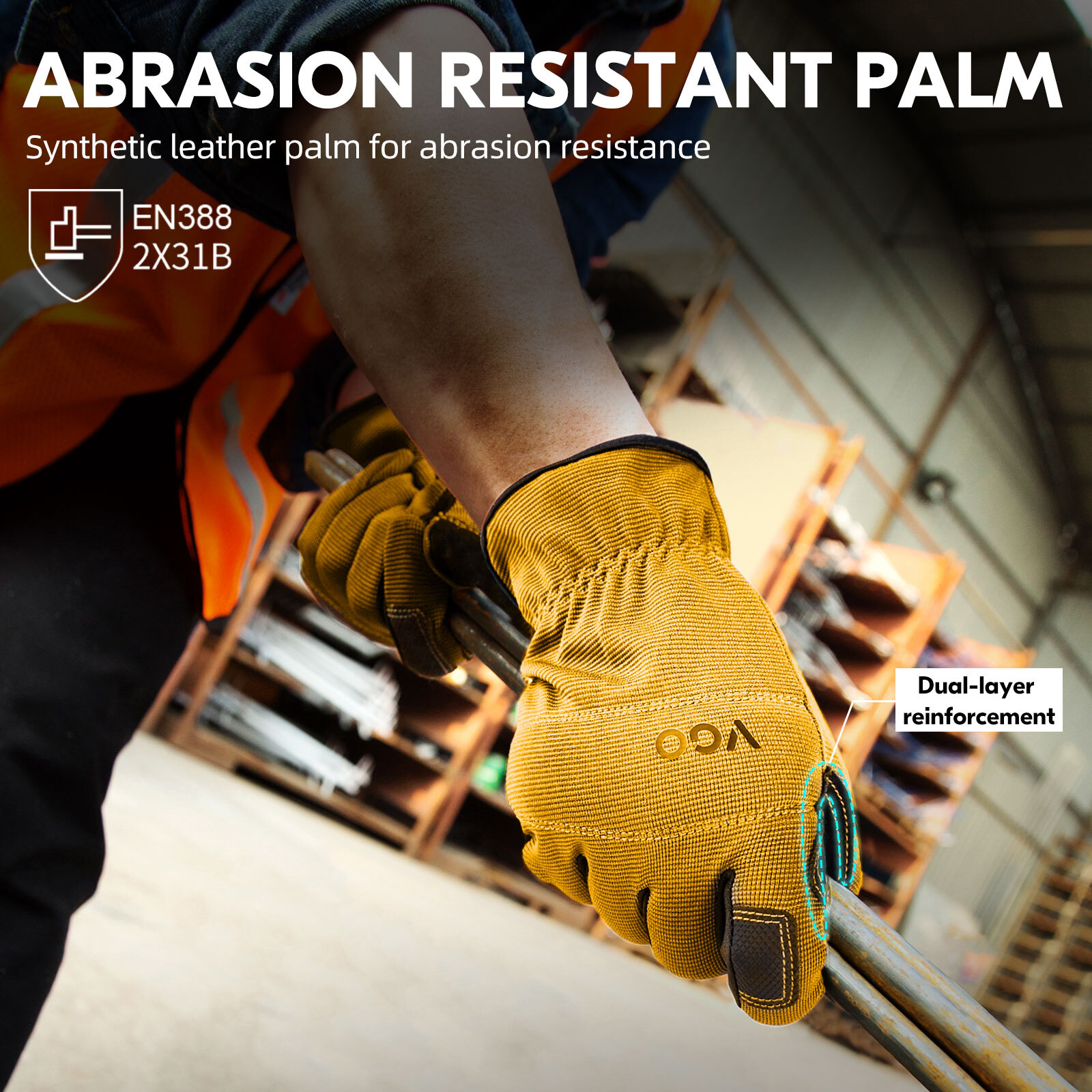 Vgo 1/3Pairs Synthetic Leather Work Gloves, Light duty Mechanic Gloves(NB7581)