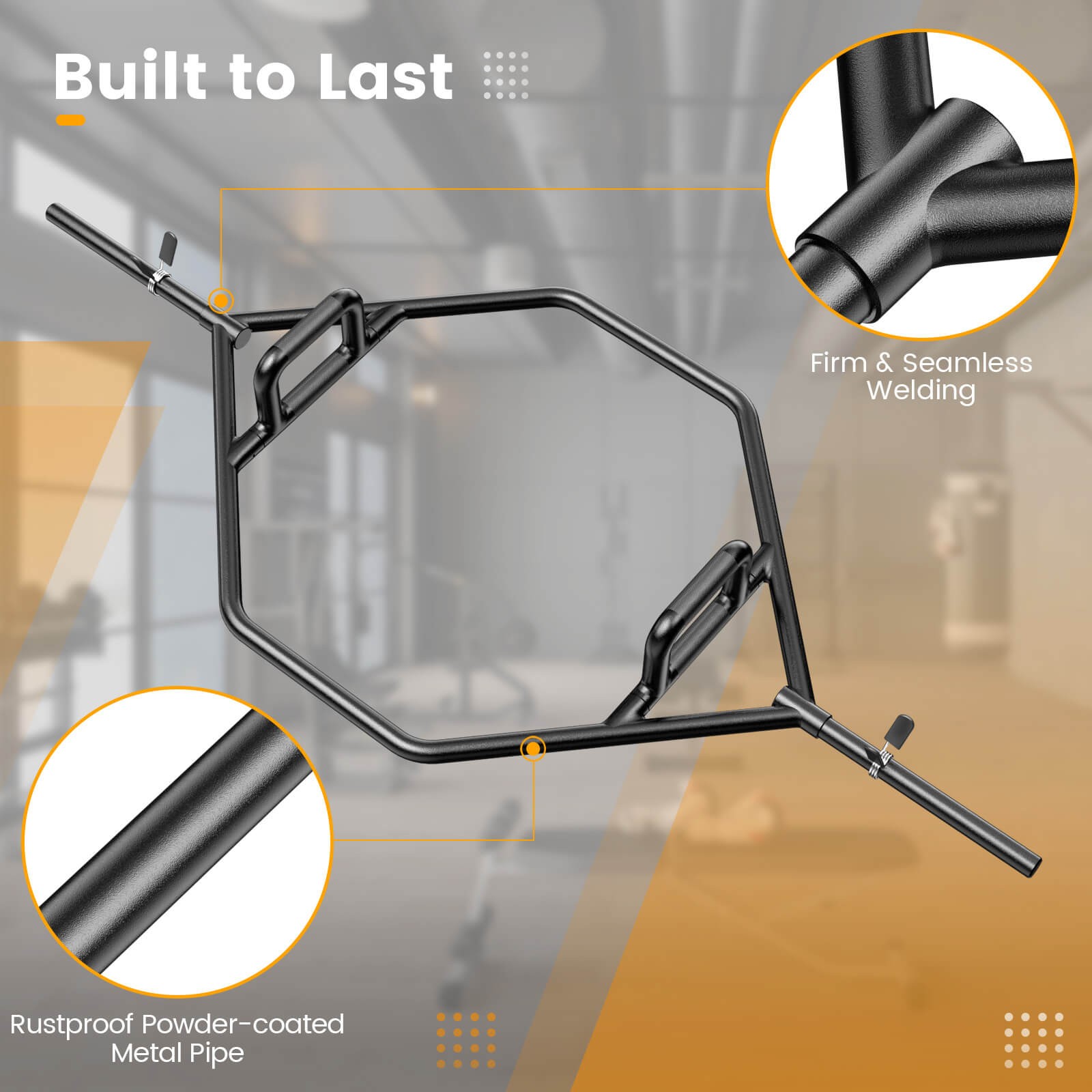 Heavy Duty Olympic Hex Trap Bar w/ Flat or Raised Knurled Handles for Squats