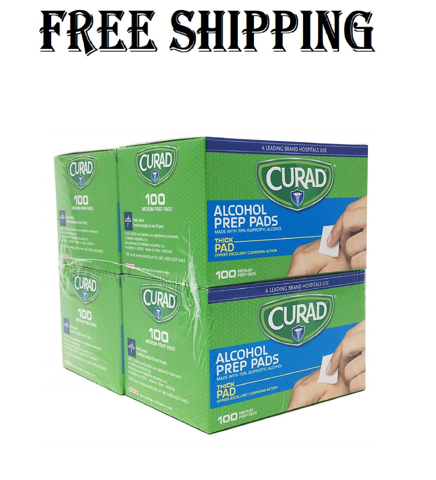CURAD Alcohol Prep Pads, Medium Isopropyl Alcohol Wipes Individually Wrapped,New