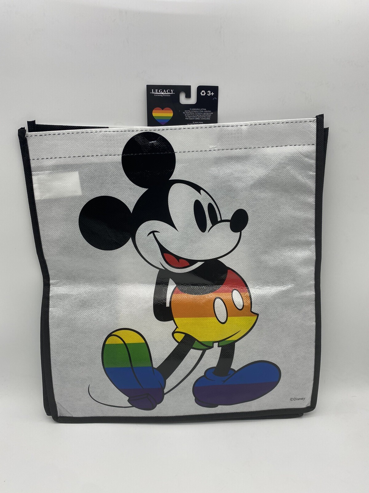 Disney Pride Collection Mickey Mouse Reusable Tote Bag. 12"×13"×6"