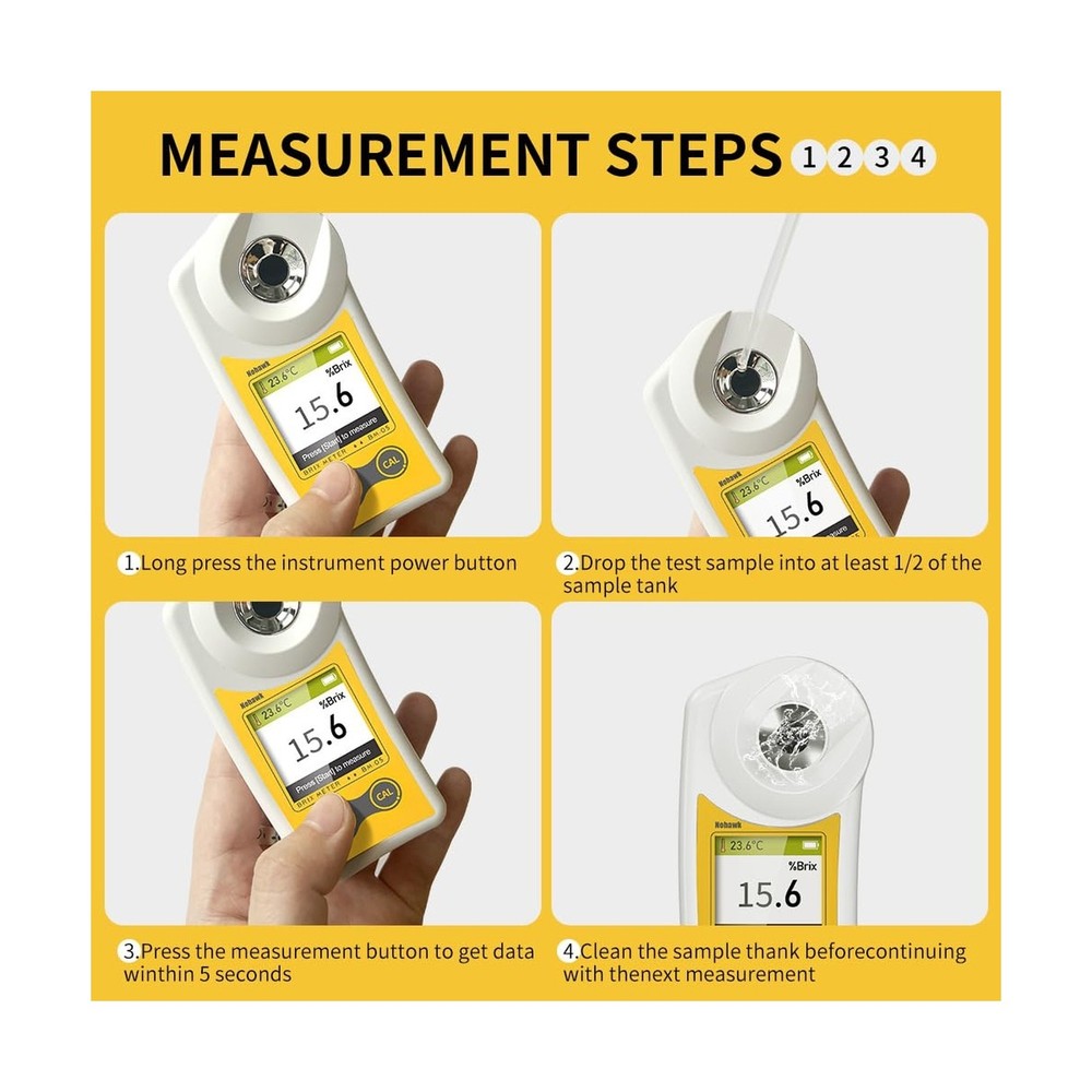 Digital Brix Refractometer Flagfront brix Meter Refractometer USB C Charging ...