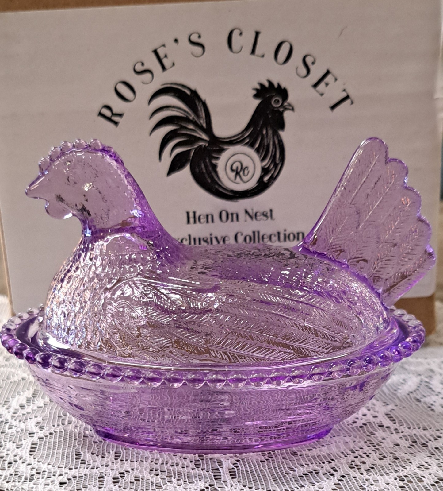 Set of 6 Hen On Nest, COMPLETE SET of Rose's Closet w/ Box, Small Indiana Style