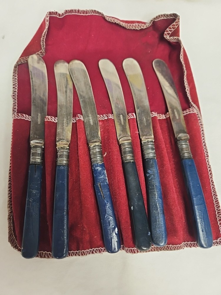 Vintage Butter Knives Blue Handles