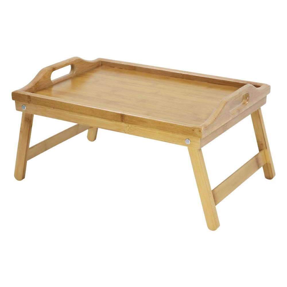 Sturdy Bamboo Bed Table, Foldable Legs, Eating, Office, Space Saver
