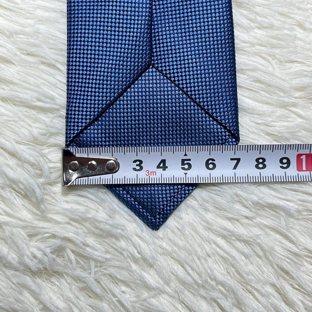 Hermes Silk Blue Solid Tie Near Mint Unused
