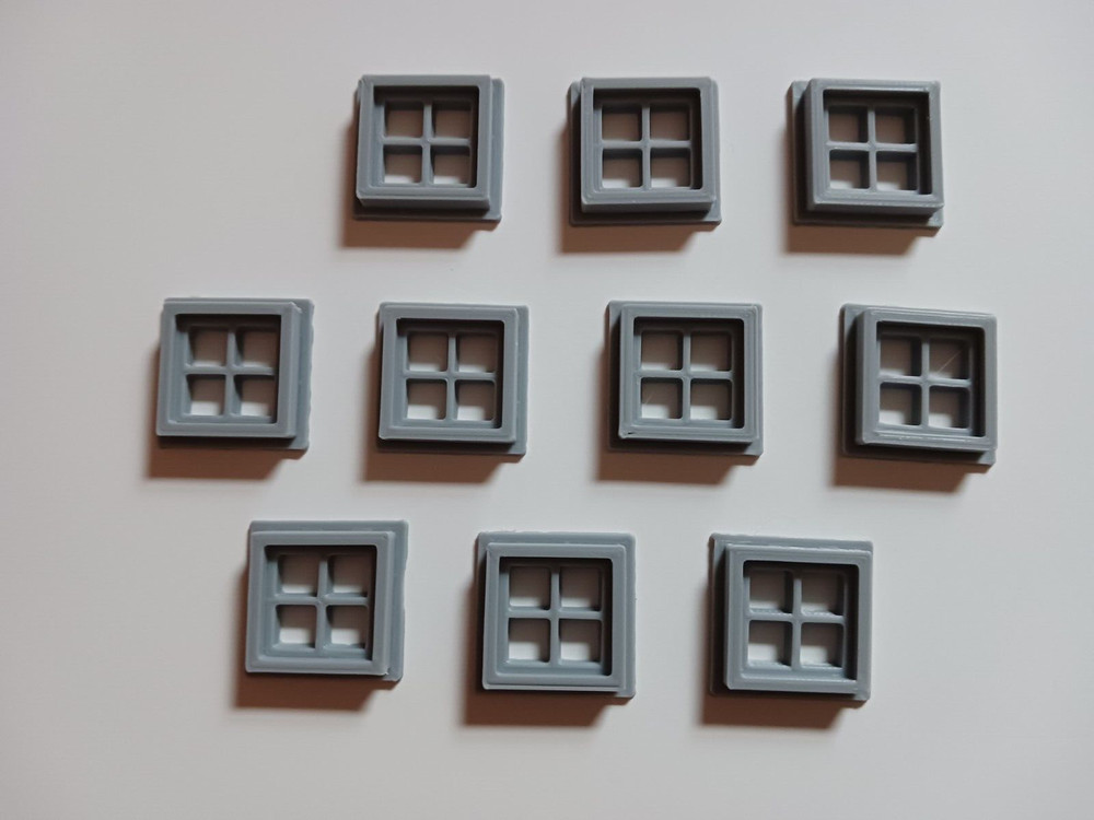 "HO" SCALE WINDOWS, BARN, HOUSE, WINDOWS, KIT-BASH, .650" x .650" 3D PRINTED